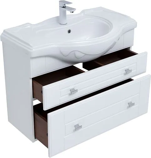 Тумба-умывальник подвесная Aquanet Рондо 85 белый глянец 00304289+00183871