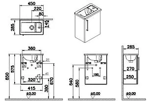 Тумба-умывальник подвесная VitrA Root 45 L белый 66342, 2