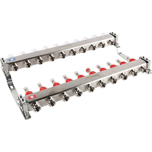 Группа коллекторная с расходомерами 10 отводов 1&quot;в/в x ¾&quot;ек Rommer RMS-1200-000010