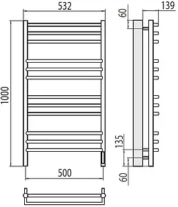 Полотенцесушитель электрический лесенка Terminus Прато П12 500х1000 электро sensor quick touch полированная сталь 4670078527134, 2