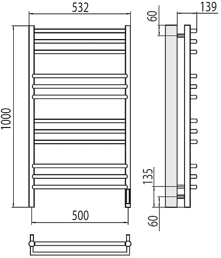 Полотенцесушитель электрический лесенка Terminus Прато П12 500х1000 электро sensor quick touch полированная сталь 4670078527134