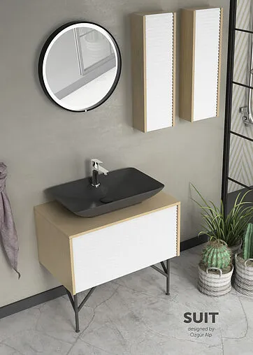 Шкаф-пенал подвесной Isvea Suit 25 белый/дуб 27SU2065025