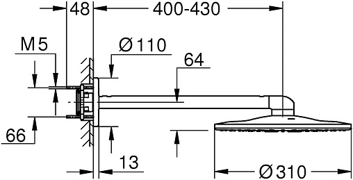Лейка верхнего душа с настенным креплением Grohe Rainshower 310 SmartActive белый/хром 26475LS0