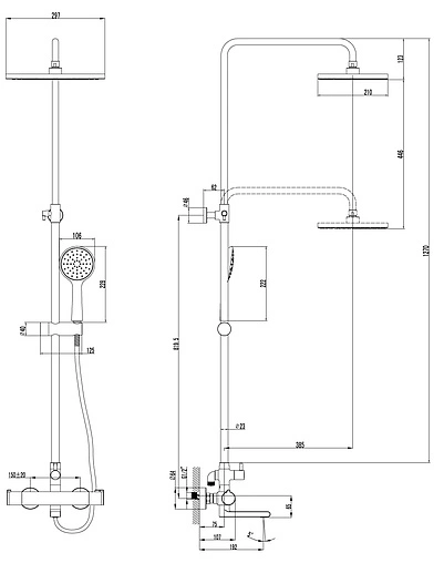 Душевая система с термостатом для ванны Lemark Yeti хром LM7862C