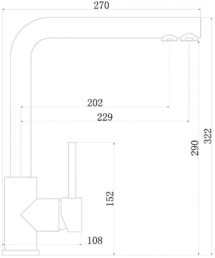 Смеситель для кухни с подключением к фильтру Swedbe Selene Plus нержавеющая сталь K8540K