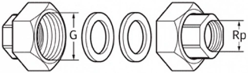 Соединение с накидной гайкой 1&quot;в x ½&quot;в Wilo 4090808