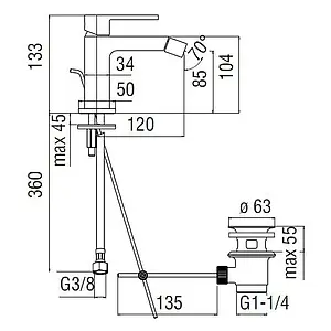 Смеситель для биде Nobili Up хром UP94119/1CR Смеситель для биде Nobili Up хром UP94119/1CR, 2