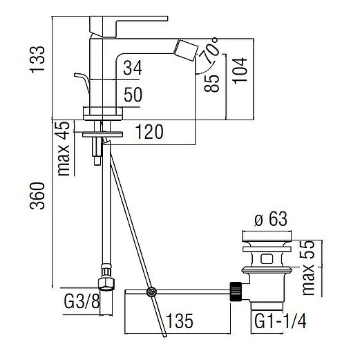 Смеситель для биде Nobili Up хром UP94119/1CR