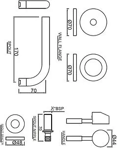 Смеситель для раковины из стены Jaquar Solo хром SOL-CHR-6231NK, 2