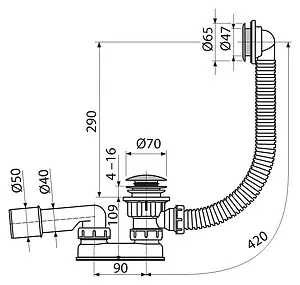 Сифон для душевого поддона с переливом AlcaPlast хром A503KM Сифон для душевого поддона с переливом AlcaPlast хром A503KM, 2
