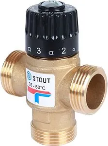 Трехходовой термостатический смесительный клапан 1&quot; +35...+60°С Kvs 1.6 Stout SVM-0120-166025, 1