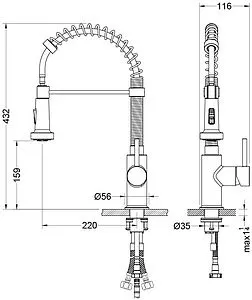 Смеситель для кухни с гибким изливом Aquatek Европа чёрный матовый AQ1387MB Смеситель для кухни с гибким изливом Aquatek Европа чёрный матовый AQ1387MB, 2