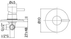 Смеситель для душа скрытого монтажа Paffoni Light чёрный матовый LIG011NO, 2