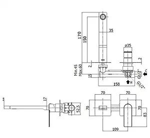 Смеситель для раковины из стены Paffoni Tango хром TA104CR70 Смеситель для раковины из стены Paffoni Tango хром TA104CR70, 2