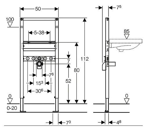Инсталляция для раковины Geberit Duofix 111.434.00.1
