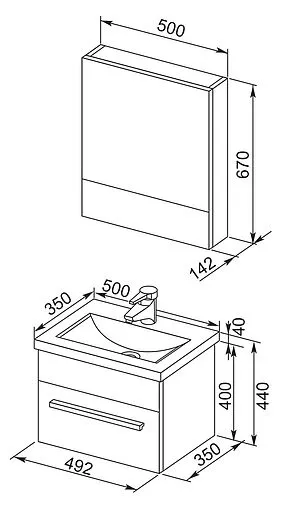 Шкаф-зеркало Aquanet Нота 50 L светлый дуб 00172681
