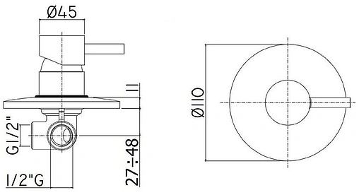 Смеситель для душа скрытого монтажа Paffoni Light чёрный матовый LIG011NO