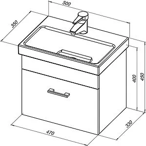 Тумба-умывальник Aquanet Нота 50 (Moduo Slim) белый 00246955+S-UM-MOD50SL/1 Тумба-умывальник Aquanet Нота 50 (Moduo Slim) белый 00246955+S-UM-MOD50SL/1, 2