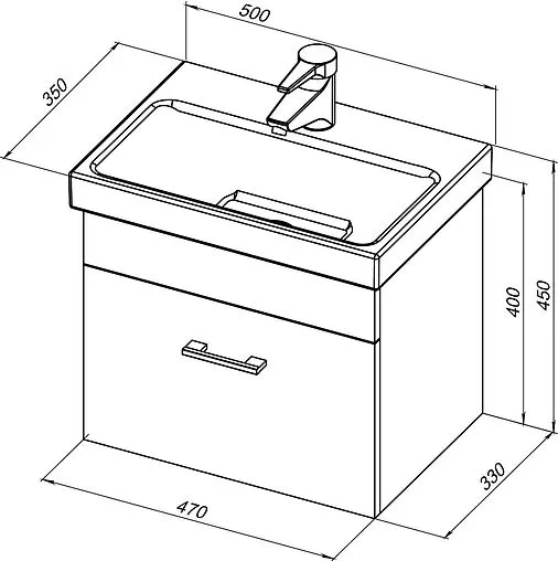 Тумба-умывальник Aquanet Нота 50 (Moduo Slim) белый 00246955+S-UM-MOD50SL/1