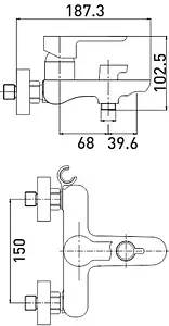 Смеситель для ванны Gross Aqua Loft хром 2515298C Смеситель для ванны Gross Aqua Loft хром 2515298C, 2