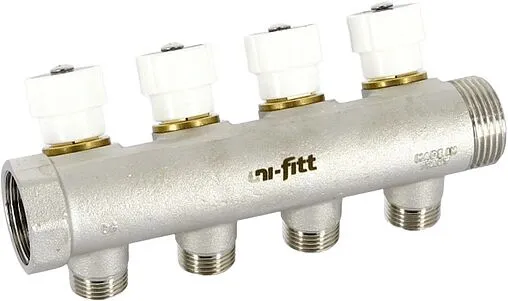 Коллектор регулирующий проходной 4 отвода 1&quot;в/н x ½&quot;н Uni-fitt 405N4240