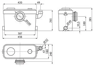 Канализационная насосная установка Unipump Sanivort 605 A 88017 Канализационная насосная установка Unipump Sanivort 605 A 88017, 3