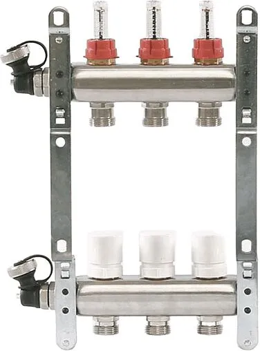 Группа коллекторная с расходомерами 3 отвода 1&quot;в/в x ¾&quot;ек Uni-fitt 450I4303