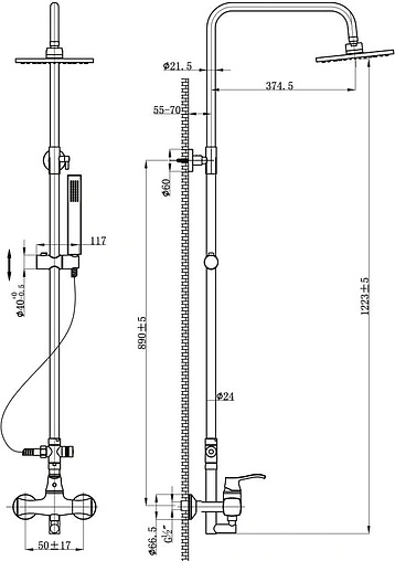 Душевая система со смесителем для душа BelBagno Trula хром TRU-DOC-CRM