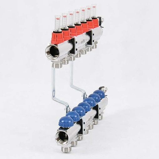 Группа коллекторная с расходомерами 7 отводов 1&quot;в/в x ¾&quot;ек Uni-fitt 440E4307