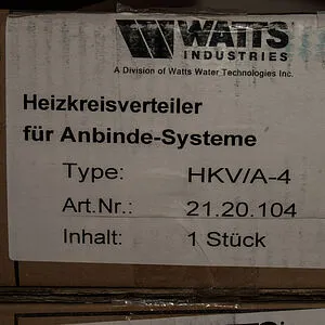 Группа коллекторная распределительная 4 отвода 1"в/в x ¾"ек Watts HKV/A 10004542 Группа коллекторная распределительная 4 отвода 1"в/в x ¾"ек Watts HKV/A 10004542, 5