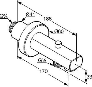 Излив для скрытого монтажа с переключателем Kludi Zenta хром 1350105 Излив для скрытого монтажа с переключателем Kludi Zenta хром 1350105, 2