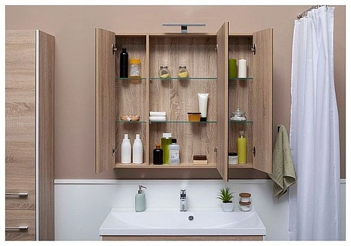 Шкаф-зеркало Aquanet Августа 100 дуб сонома 00210006