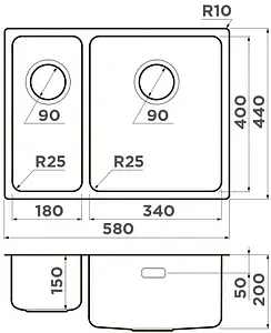 Мойка кухонная Omoikiri Tadzava 58-2-U/I-IN-R нержавеющая сталь 4993773 Мойка кухонная Omoikiri Tadzava 58-2-U/I-IN-R нержавеющая сталь 4993773, 2
