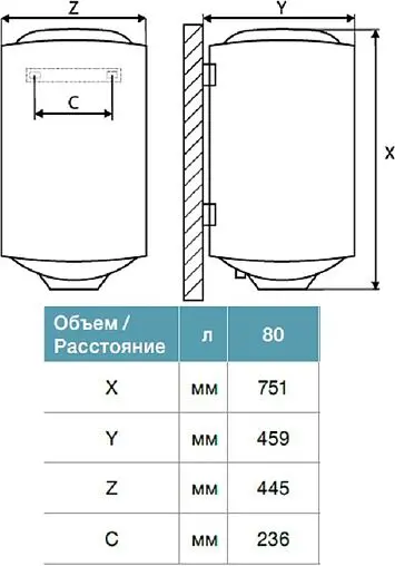 Водонагреватель накопительный электрический Thermex Eterna 80 V 151012