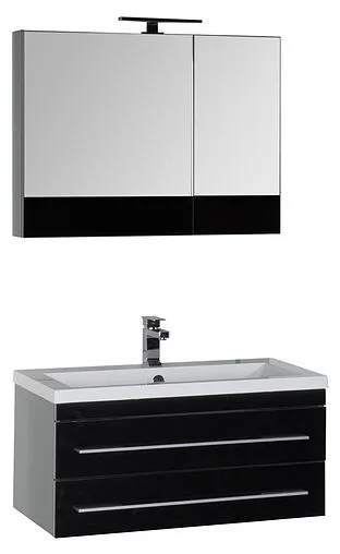 Шкаф-зеркало Aquanet Верона 90 L чёрный 00172340 Шкаф-зеркало Aquanet Верона 90 L чёрный 00172340