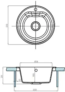 Мойка кухонная Aquaton Мида 51 серый 1A712732MD230 Мойка кухонная Aquaton Мида 51 серый 1A712732MD230, 2