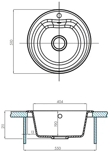Мойка кухонная Aquaton Мида 51 серый 1A712732MD230 Мойка кухонная Aquaton Мида 51 серый 1A712732MD230