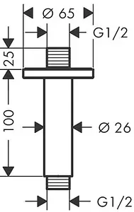 Держатель верхнего душа на потолок Hansgrohe Vernis Blend 100 чёрный матовый 27804670, 2