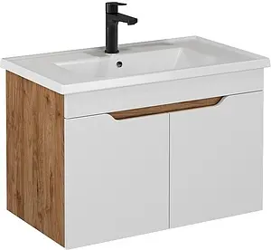 Тумба-умывальник подвесная ISVEA Onda 80 белый/орех 24ONS001080I Тумба-умывальник подвесная ISVEA Onda 80 белый/орех 24ONS001080I, 1