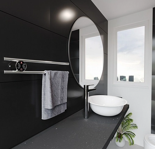 Полотенцесушитель электрический полка Terminus Полка Электро П2 КРУГ 500х90 полированная сталь 4630080266018