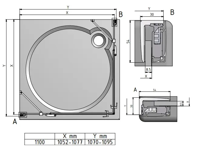 Душевое ограждение 1100x1100мм прозрачное стекло Roltechnik Hitech Line HBO1+HBO1/1100*1100 284-1100000-06-02+284-1100000-06-02 Душевое ограждение 1100x1100мм прозрачное стекло Roltechnik Hitech Line HBO1+HBO1/1100*1100 284-1100000-06-02+284-1100000-06-02, 3