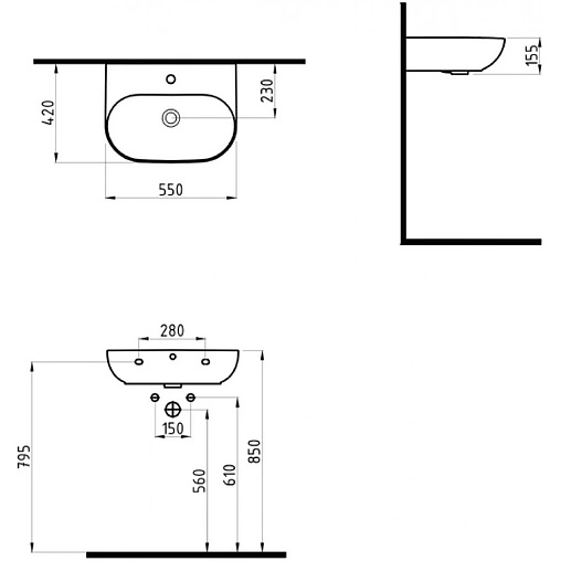 Раковина Bien Vokha 55 черный MDLS05501FD1B9000