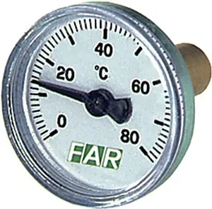 Термометр биметаллический Far 40мм 80°С гильза 36мм ⅜&quot; FA 2651, 1