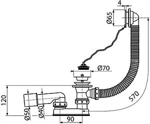 Слив-перелив для ванны Koller Pool хром B70CPPB Слив-перелив для ванны Koller Pool хром B70CPPB, 2