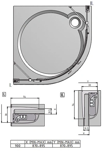 Душевое ограждение 900x900мм прозрачное стекло Roltechnik Hitech Line HBR2/900 283-9000000-06-02