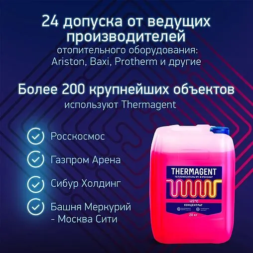 Теплоноситель (Антифриз) этиленгликоль Thermagent -65 20кг 602271