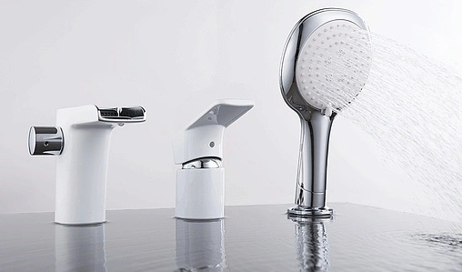 Смеситель на борт ванны на 3 отверстия D&amp;K Berlin Steinbeis белый/хром DA1434216