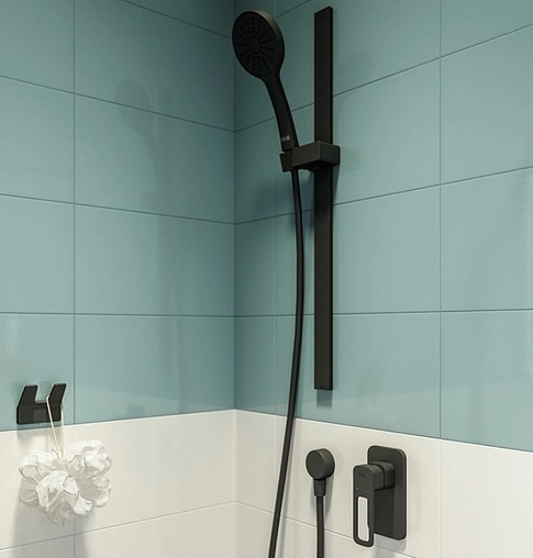 Смеситель для душа скрытого монтажа IDDIS Slide чёрный матовый SLIBL00i66