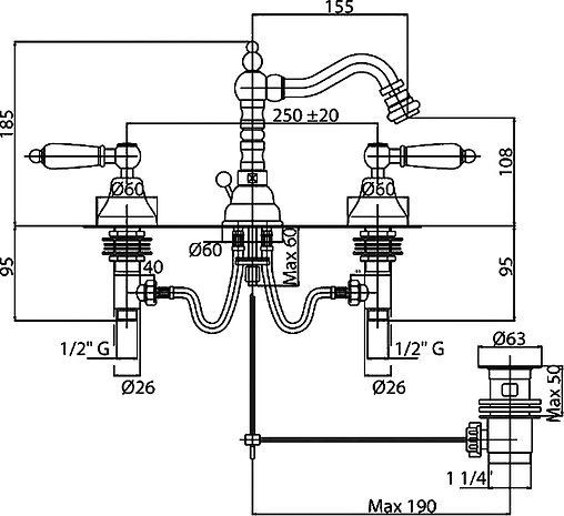 Смеситель для биде Cezares First золото/белый FIRST-BBS2-03/24-Bi