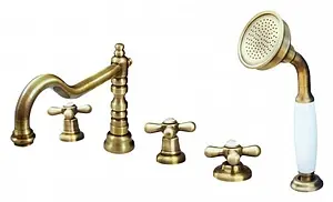 Смеситель на борт ванны на 5 отверстий Rav Slezak Morava retro бронза/белый MK164.5PSM, 1